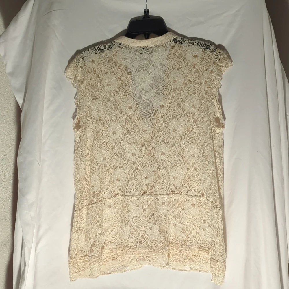 NorthStyle Cream Ruffled Buttoned Blouse - Picture 4 of 4